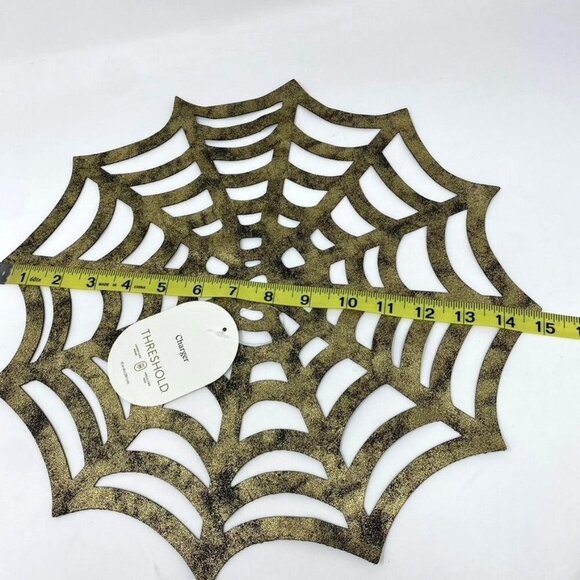 Faux Leather 2 Charger Placemats Threshold™ Black Spiderweb Halloween 15"x15" - Picture 8 of 8